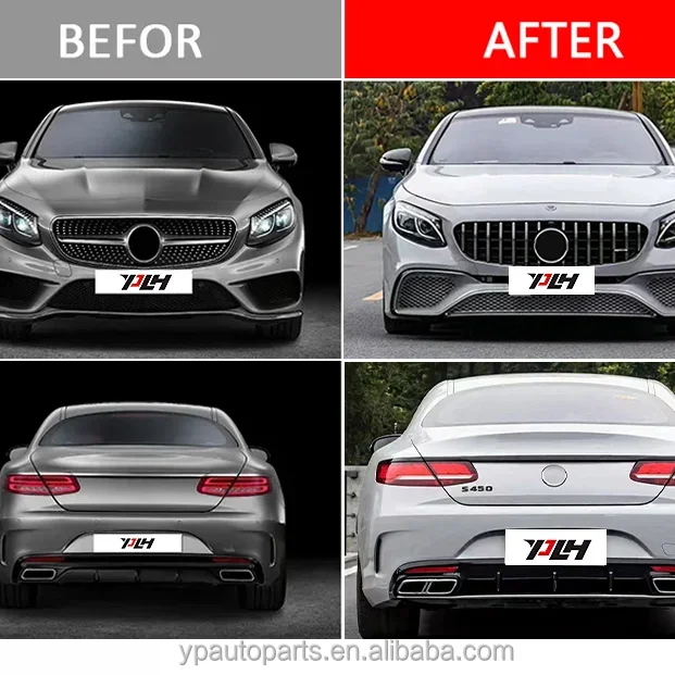 S-Class W217 Body Kits For Mercedes-Benz Coupe C217 S63 M-tech Bodykit Front Bumper with Grille Rear Diffuser with Exhaust Tips