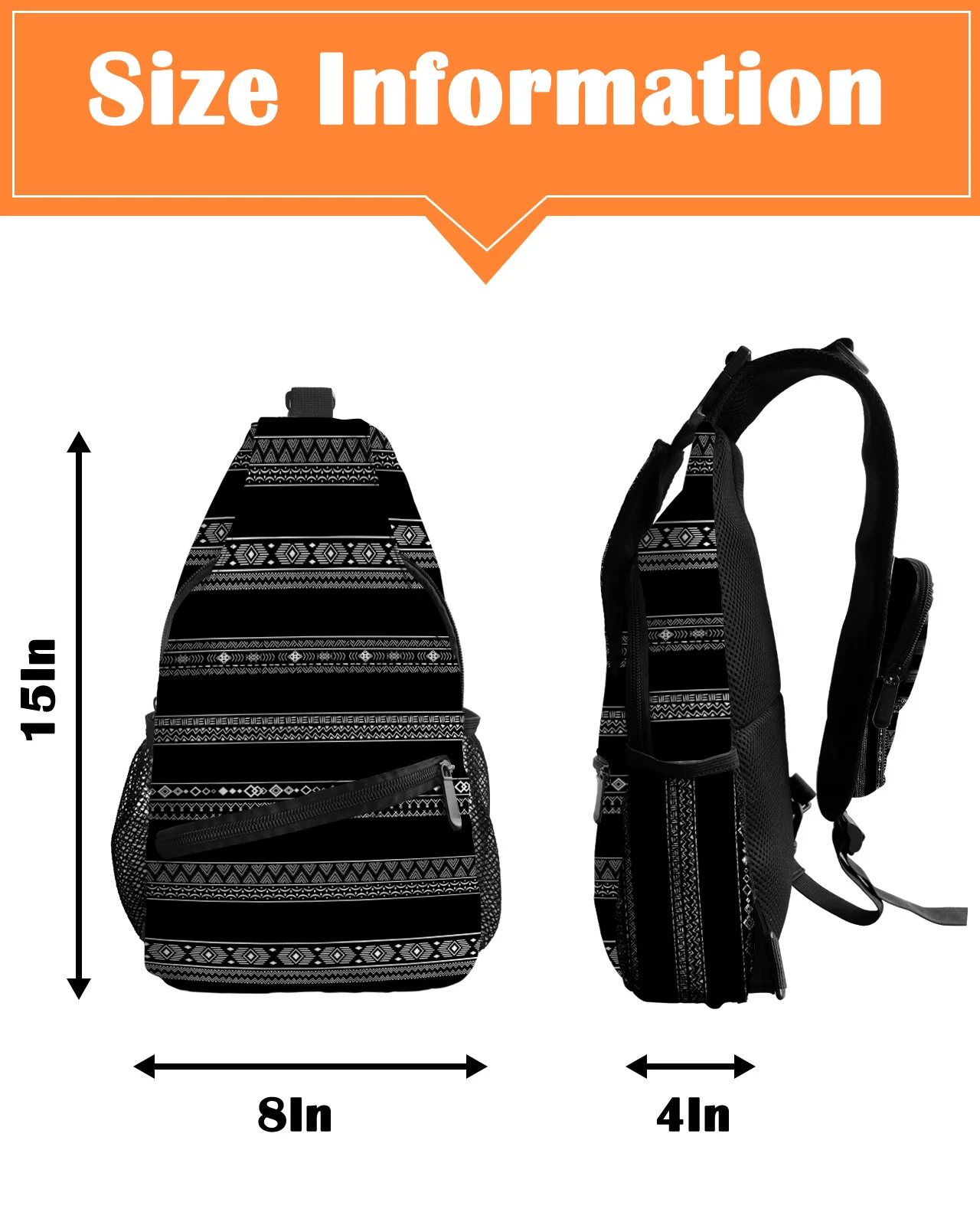 Line Arrow Geometric Black Triangle Chest Bags For Women Men Waterproof Messenger Bags Travel Sport One Shoulder Crossbody Bag