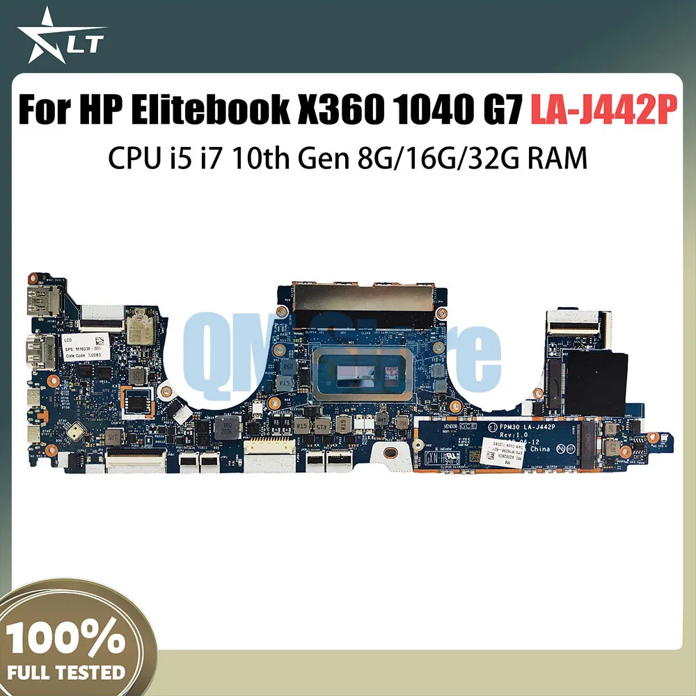 

LA-J442P Notebook Mainboard For HP Elitebook X360 1030 G7 Laptop Motherboard CPU i5 i7 10th 8G 16G 32G RAM M16069-001 M16069-601