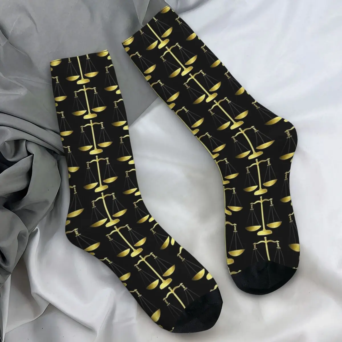 Gold Scales Of Justice Law Logo Socks Lawyer Legal Korean Stockings Women Men Medium Soft Cycling Socks Autumn Anti Skid Socks