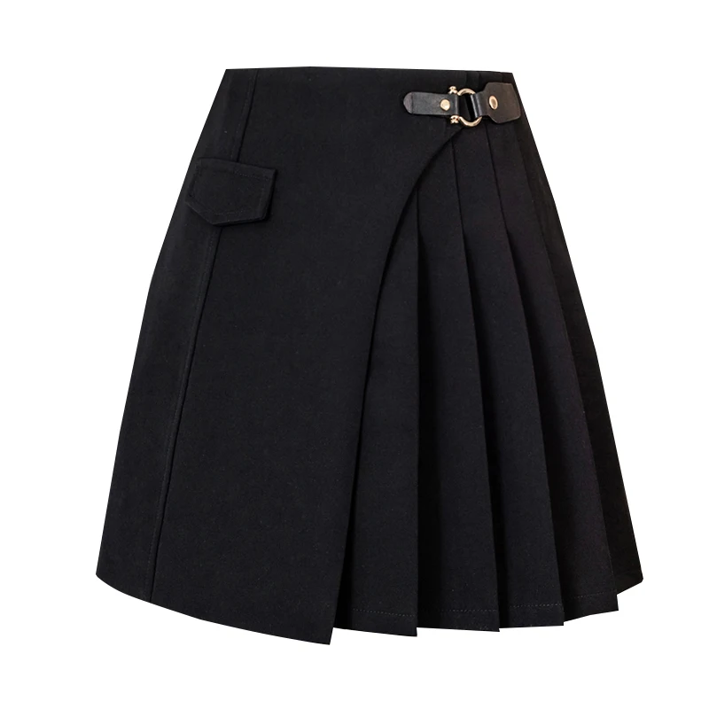 Seoulish Summer High Waist Pleated Mini Skirts Fashion Elegant Office Lady Casual Solid Color A-line Irregular Women\'s Skirts