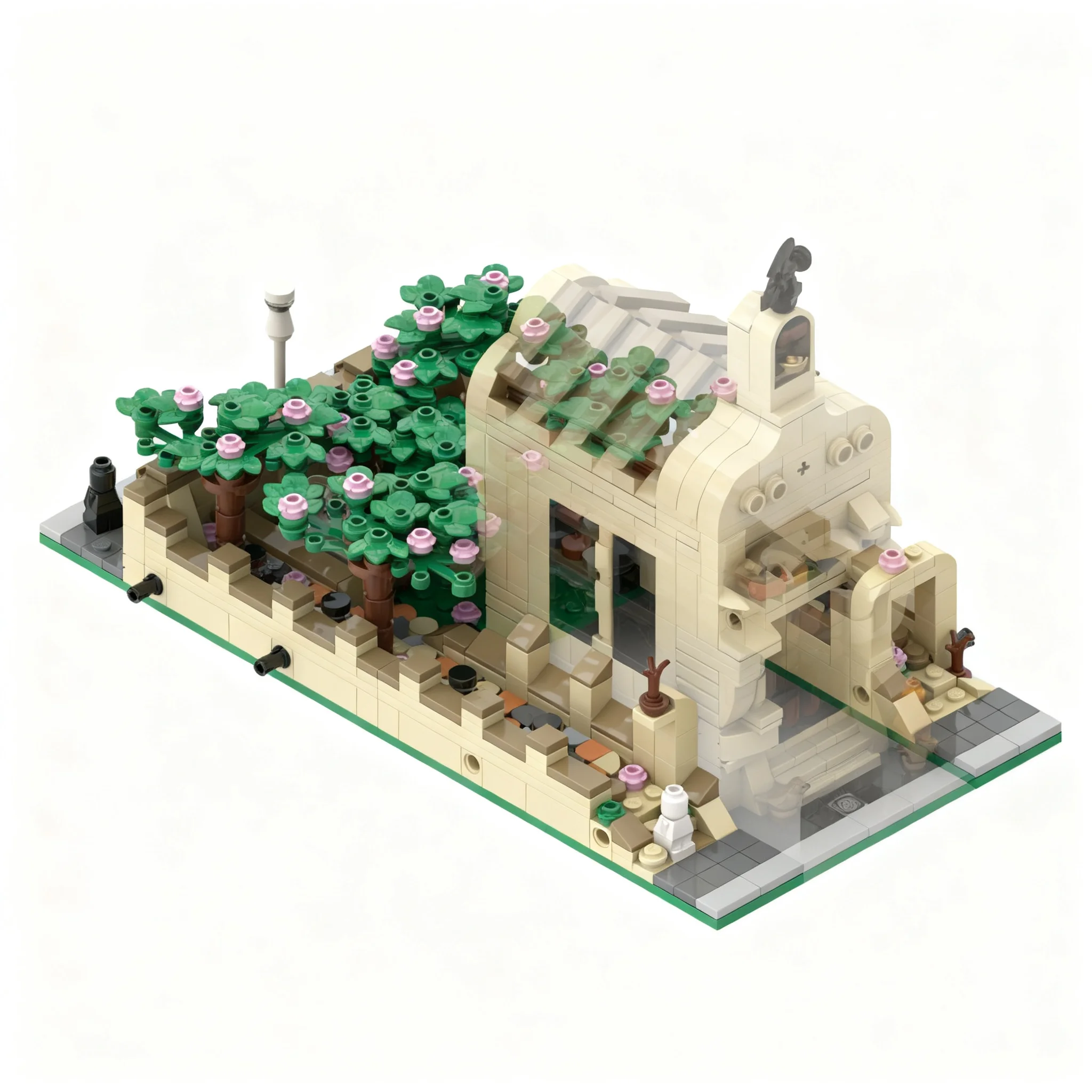 676pcs MOC Modular Buildings MINI MINIMODULAR WEDDING CHAPEL GARDEN Model Christmas Gift Tabletop Ornament Set