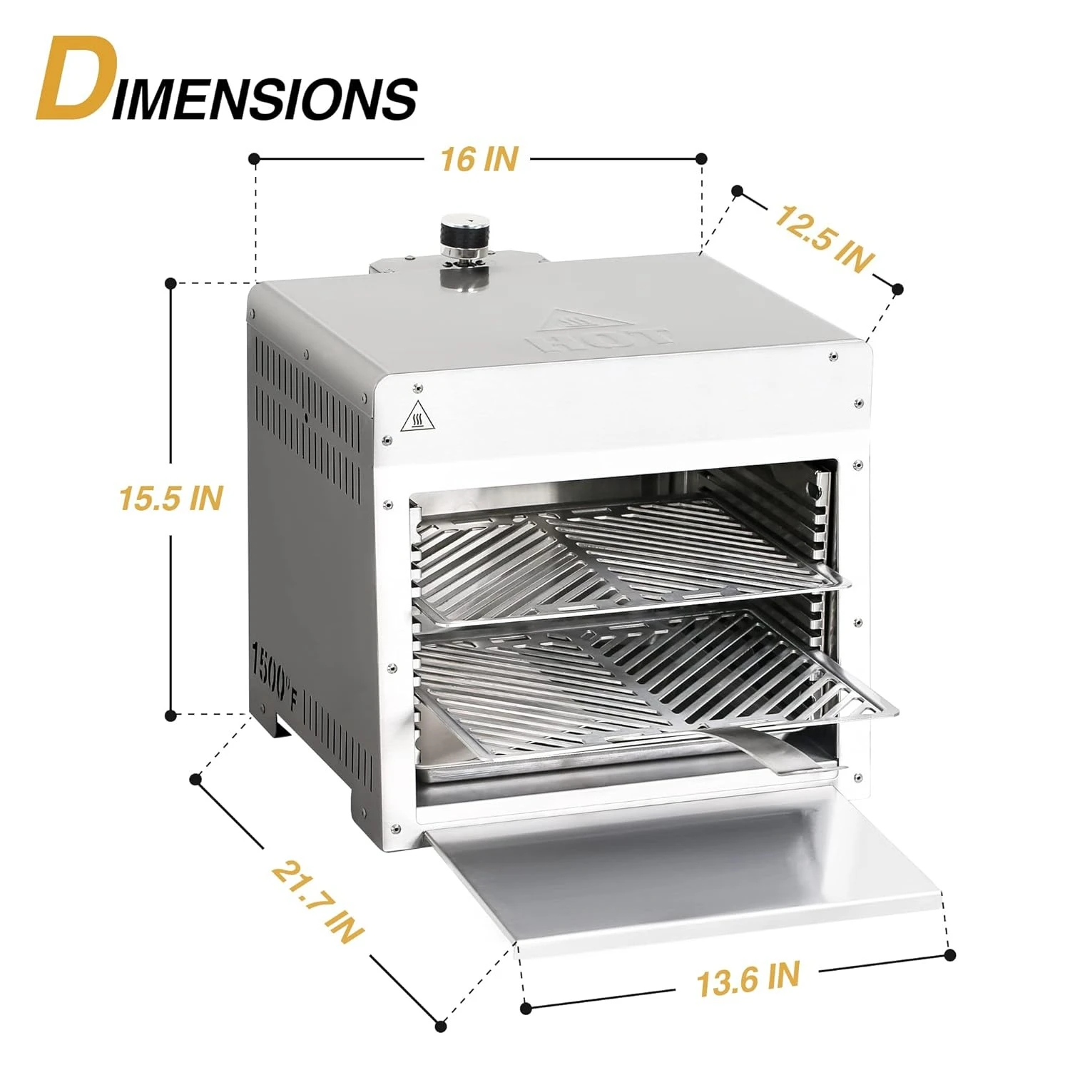 1500°F Portable Infrared Propane Gas Grill - Outdoor Steak Broiler Sear Station with Pizza Customized Salamander BBQ Grill