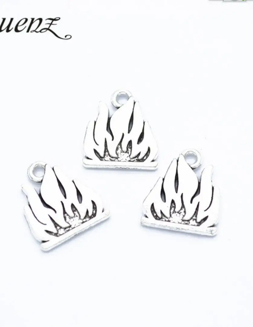 8pcs Charms Flames Fire 16x18mm Antique Silver Color Plated Pendants Making DIY Handmade Tibetan Silver Color Jewelry F0929