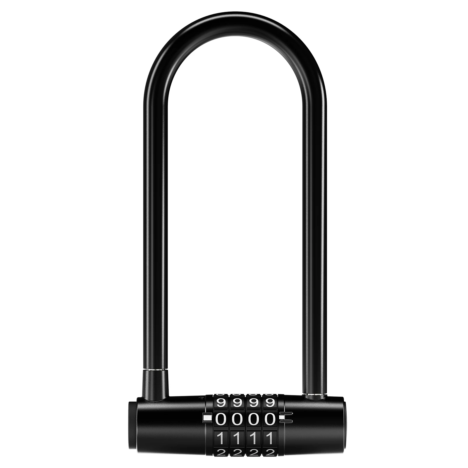 

ORIA 4 Digit Combination U-Padlock 6.1 Inch Long Shackle Resettable Padlock Lengthened Gym Lock Waterproof for Bicycle Home Use
