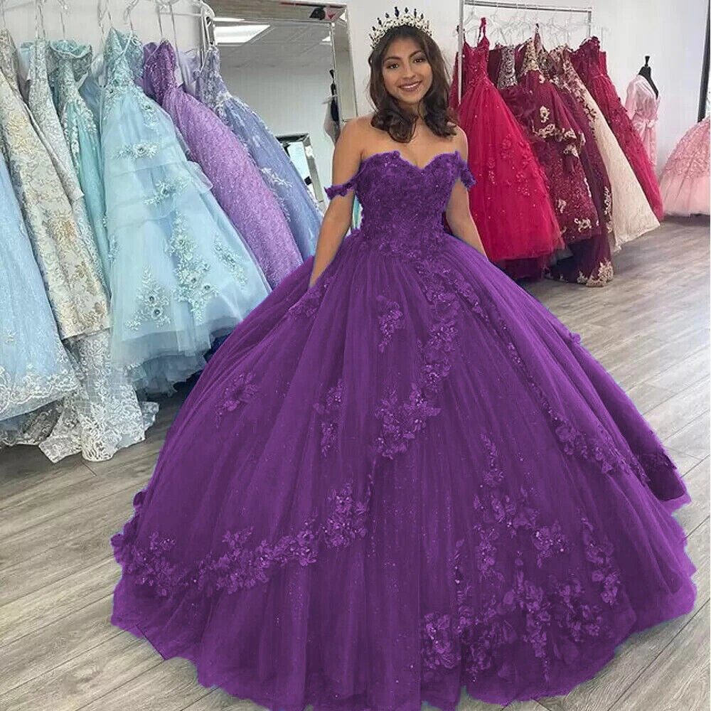 Vestido de fiesta azul real, vestidos de quinceañera elegantes con hombros descubiertos, flores con cuentas, fiesta de cumpleaños, graduación, princesa personalizada