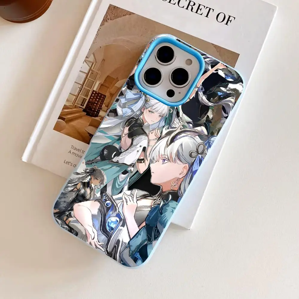 

Wuthering Waves Jinhsi Phone Case for iPhone 17 16 15 14 13 12 11 Air Pro Max Plus Jelly Double layer Light Blue Cover