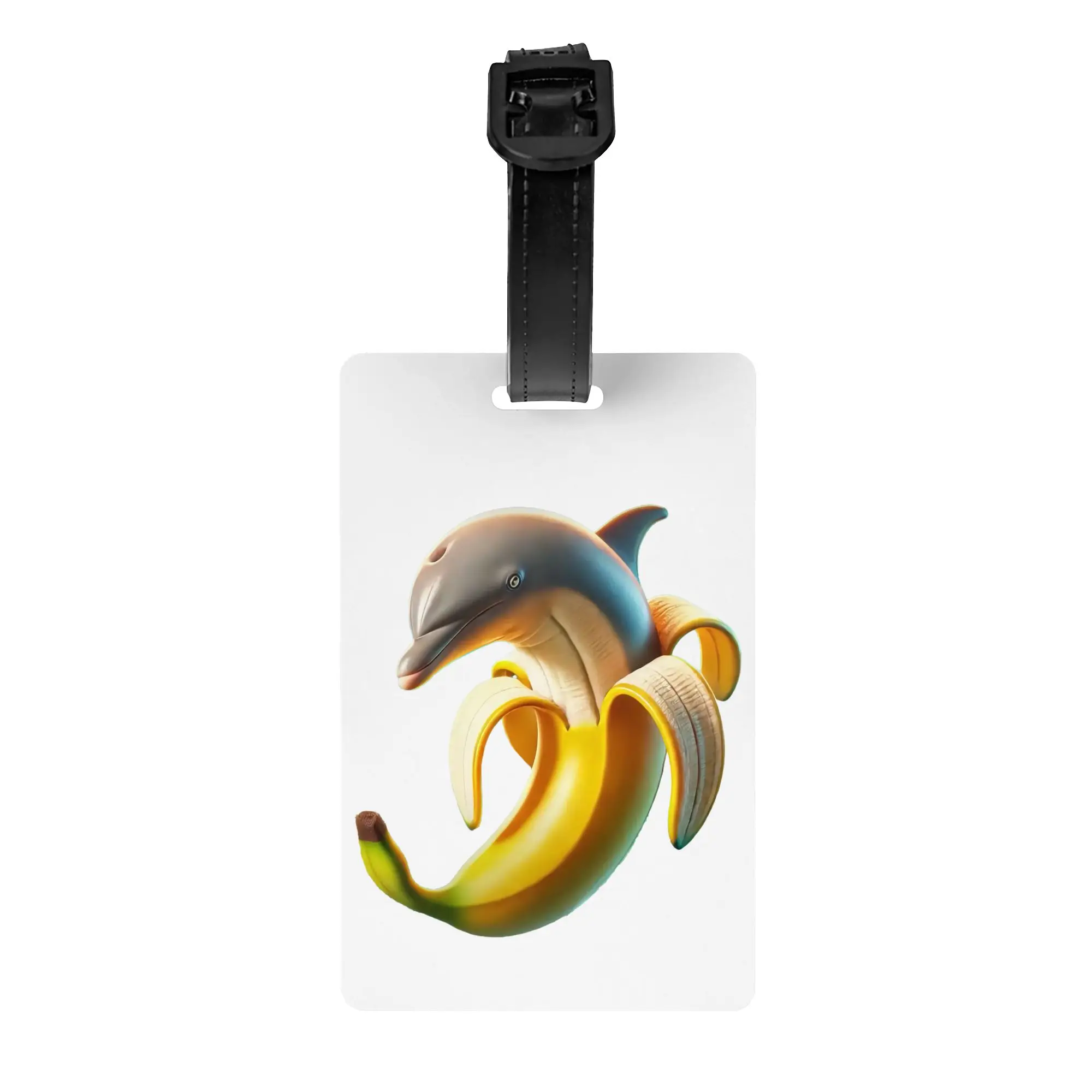 Custom Bananita Dolfinita Luggage Tag With Name Card Funny Italian Brainrot Meme  Privacy Cover ID Label for Travel Bag Suitcase