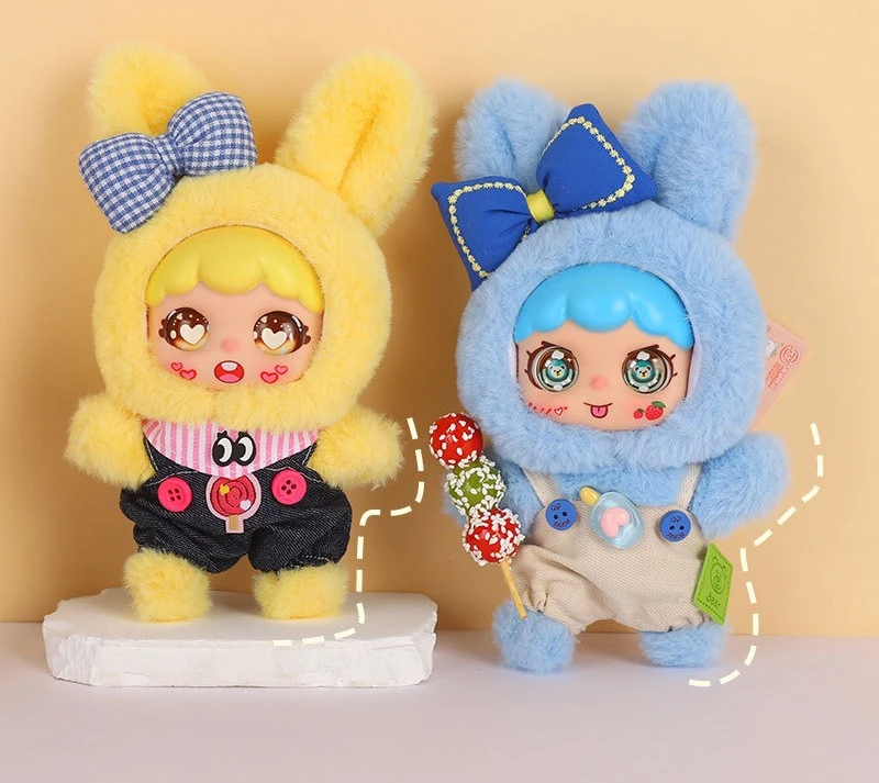 

Adorable Rabbit Plush Toys A Rabbit Doll with Clothes Brightly Colored Vinyl Dolls Kids Toys Home Decor Girls Birthday Gift