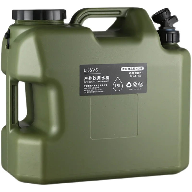 

Outdoor pe food grade plastic bucket, pure for household water storage, car camping with faucet, large capacity for drinking