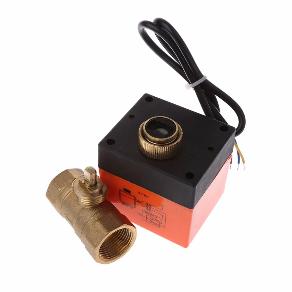 DN15 / DN20 / DN25 motorized electric 2-way brass ball valve DN20 AC 220V 2 way 3 wire -with actuator cable for gas water oil