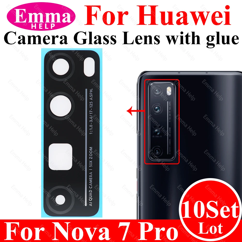 Camera Glass Lens For Huawei Nove 5 Pro 6 7 SE 7i 7 8 Pro 4E Back Rear Camera Lens With Adhesive Sticker Glue Phone Accessories