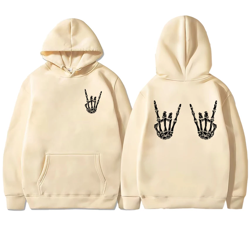 Gothic Halloween Skull Double Sided printed streetwear Hoodie Unisex harajuku punk Sweatshirt  Men women Fleece Casual pullover