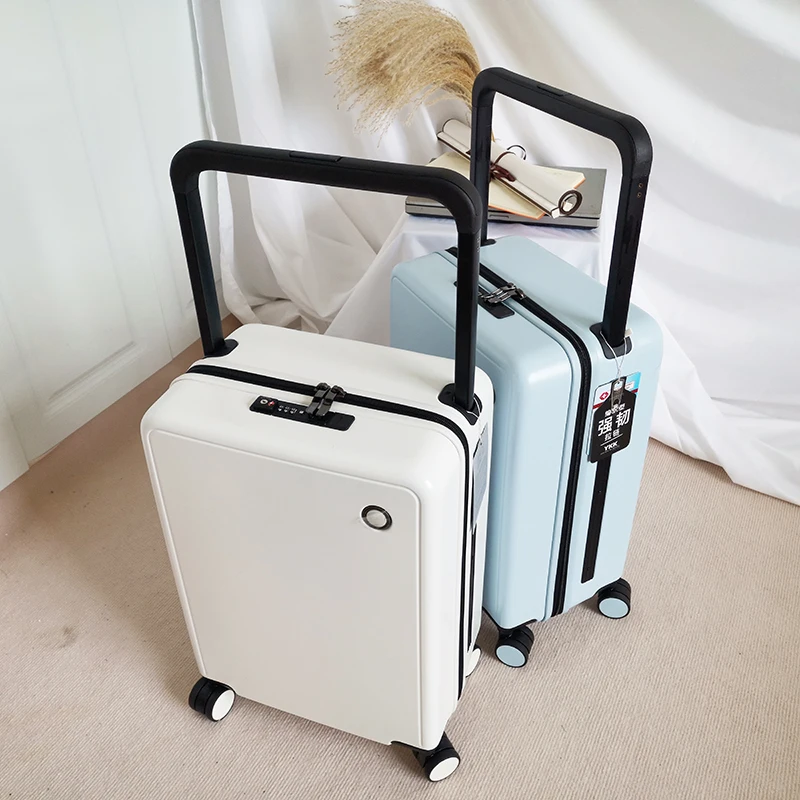 Wide trolley suitcase, 20-inch carry-on suitcase, spinner lockbox, women's high-value ins luggage