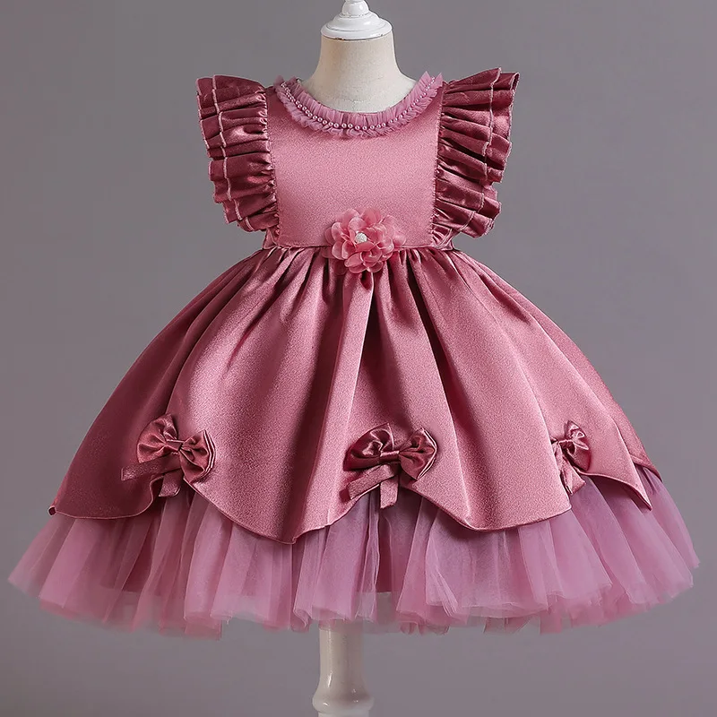 Wedding Birthday Dresses For Girls 3-12Years Elegant Party Sequins Tutu Christening Gown Kids Children Formal Pageant Clothes