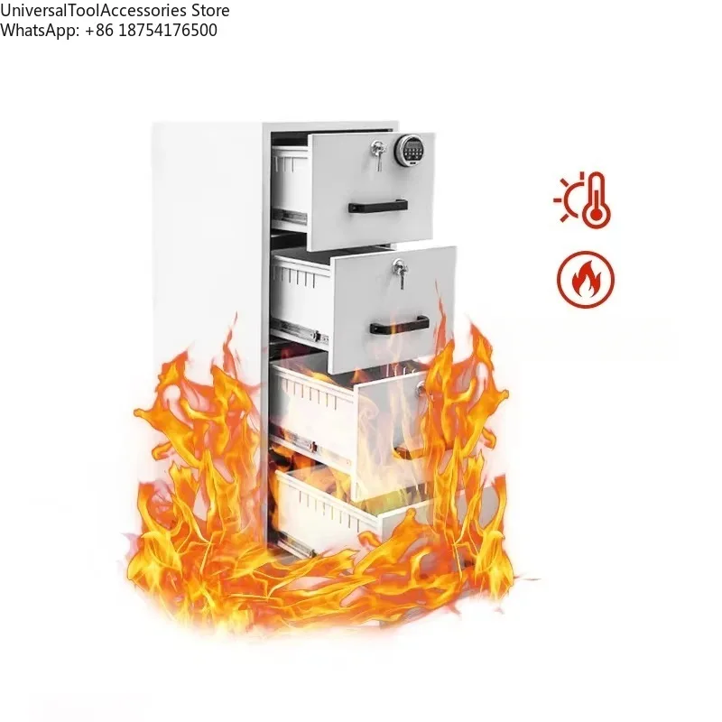 Fireproof Steel Storage File Cabinet - 4 Drawer Metal Office Furniture Resistant to Fire for Document Protection