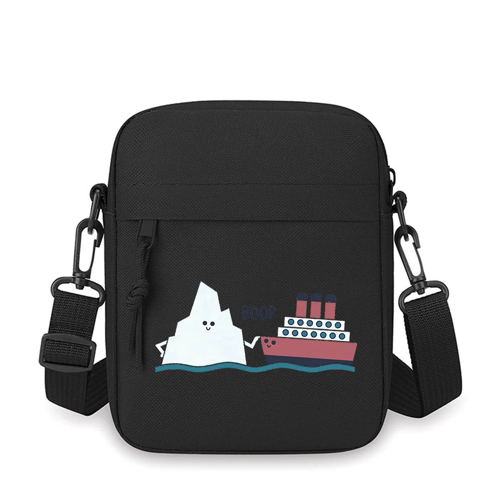 

Cute iceberg ship collision. Men Crossbody Bag Single Shoulder Women Cartoon Anime Film Printing Design Unisex