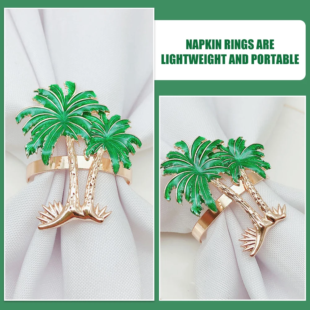 

4 шт., кольца для салфеток из кокосовой пальмы, металлические держатели для салфеток, украшение для гавайской вечеринки, Луау, летние пляжные принадлежности для стола