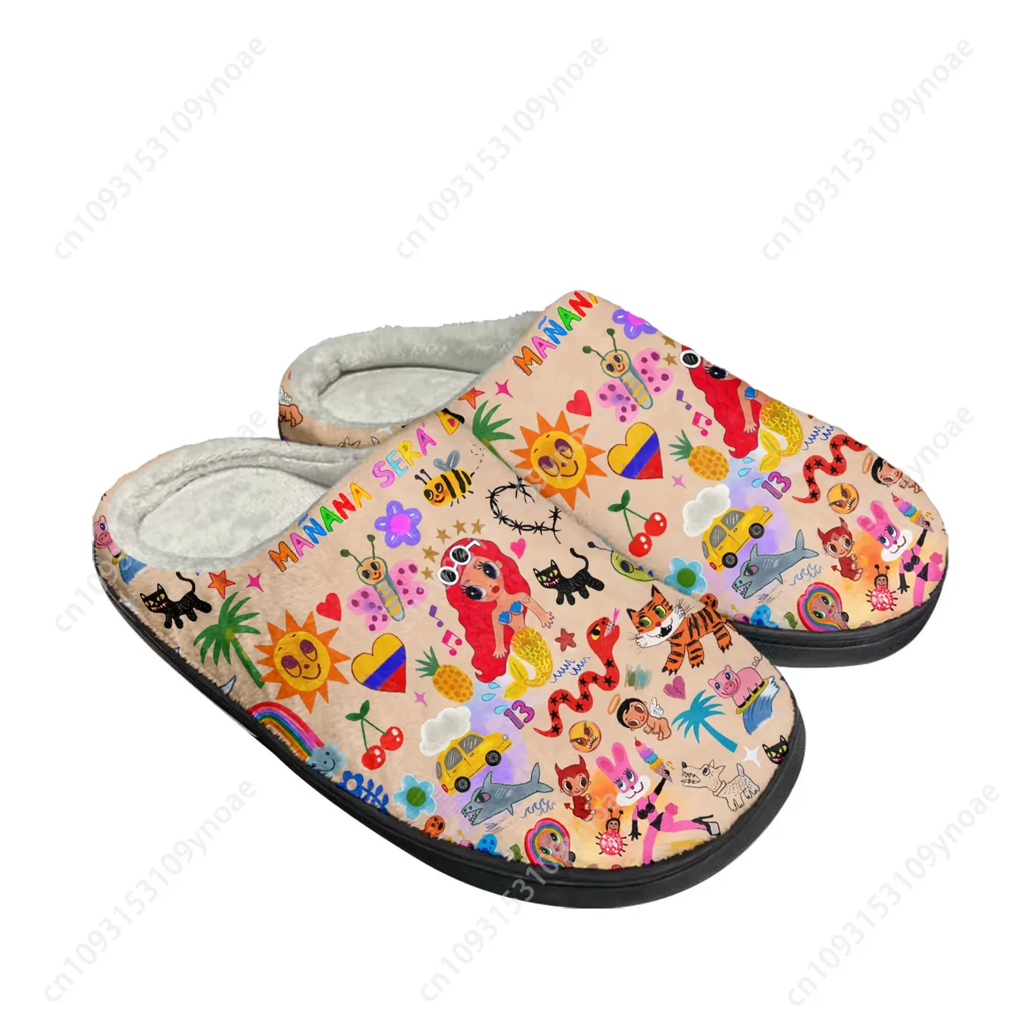 Mañanabara Bonito Karol G Home شباشب قطنية مخصصة للرجال والنساء صنادل قطيفة لغرفة النوم أحذية دافئة غير رسمية شبشب حراري