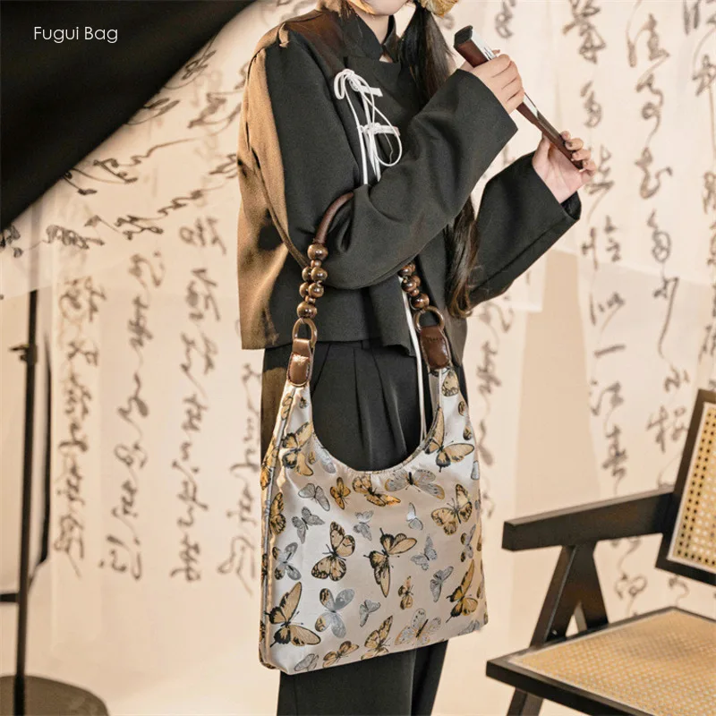 Women's Handbag Single Shoulder Tote Bag Fashionable and High-end New Chinese Style Elegant Gentle and Generous Butterfly