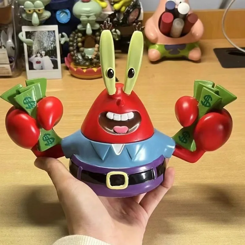 

2026 New Sponge Mr. Krabs Money-Making Figurine Piggy Bank Cartoon Anime Model Doll Gift for Girls Desktop Decoration