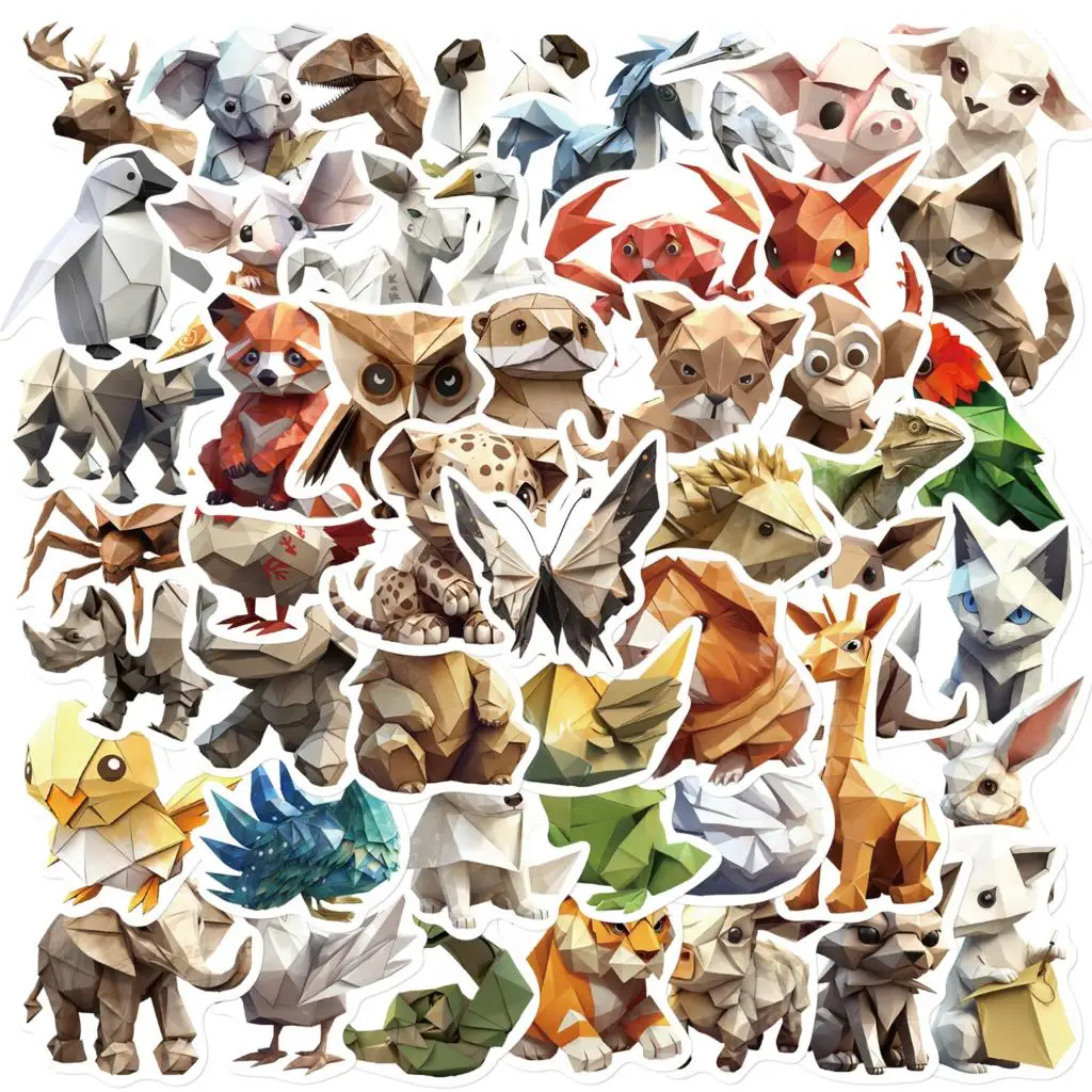 Criativo 3D Origami Animal Dos Desenhos Animados Adesivos, DIY Estacionária, Scrapbooking, Diário, Laptop, Telefone, Frigorífico, Brinquedo Engraçado Etiqueta, 58Pcs