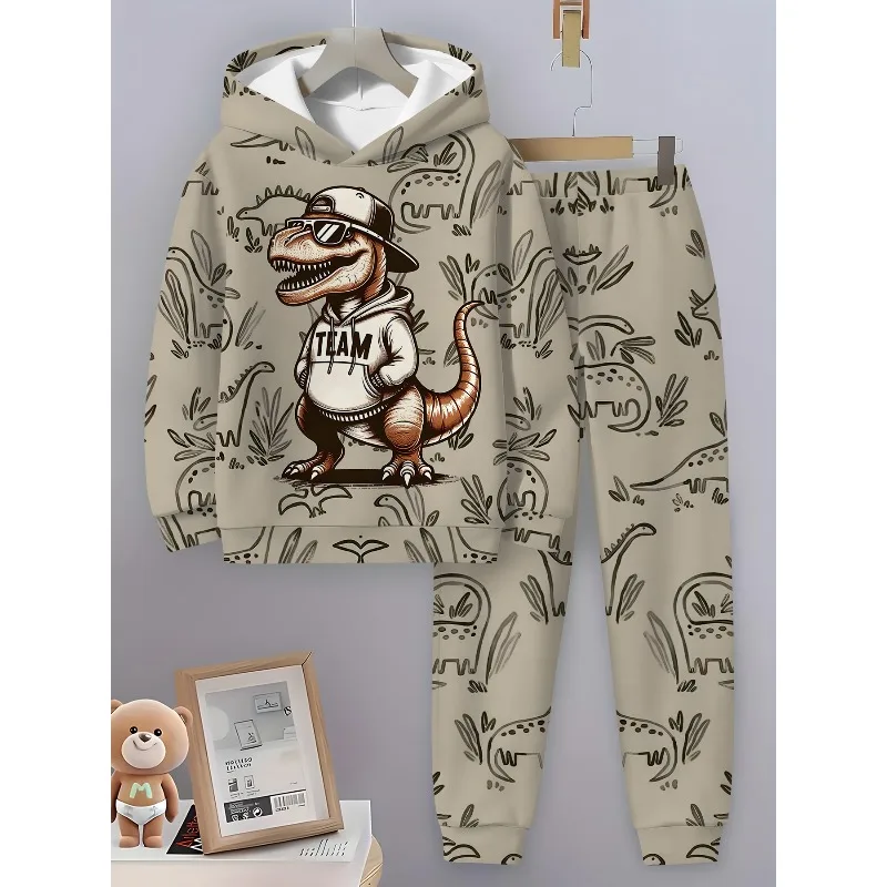 2025 крутой комплект из 2 предметов с капюшоном и 3D-принтом из мультфильма, модная и модная осенне-зимняя повседневная спортивная одежда