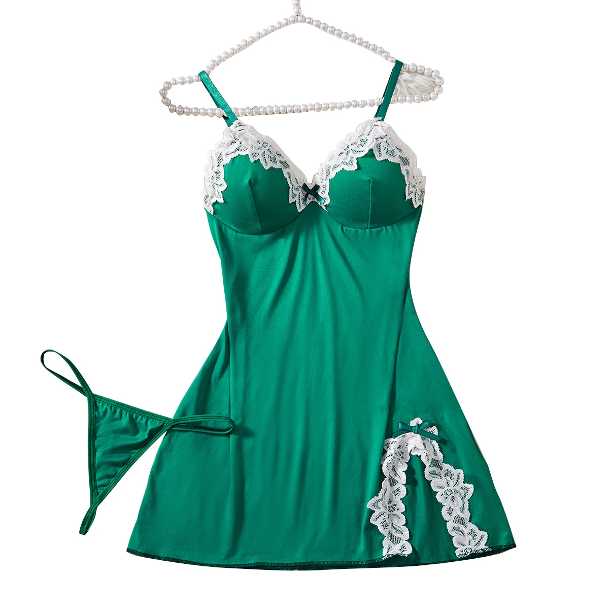 

Зеленые ультра короткие сексуальные пижамные комплекты с открытыми плечами, домашнее платье, женское нижнее белье, прозрачная ночная рубашка со стрингами, ночная рубашка для жены