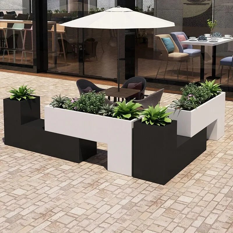 Fence outdoor flower box, rectangular flower slot simple flower bed combination