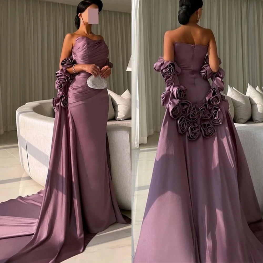 Robe de soirée personnalisée sans bretelles avec traîne chapelle, Sexy, de haute qualité, robes de soirée de tempérament, robes exquises pour occasions spéciales