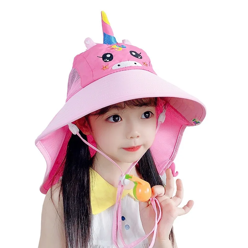 2024 New Cartoon Children Sun Hat Summer Kids Outdoor Neck Ear Cover Beach Caps Kids Travel Flap Cap for Children Boy Girl