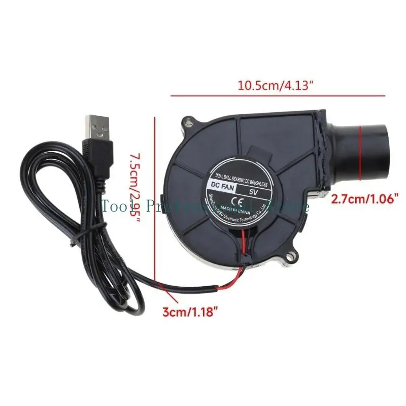 57QF USB مروحة الشواء المحمولة للتخييم النزهة الهواء توربو منفاخ ضوضاء منخفض
