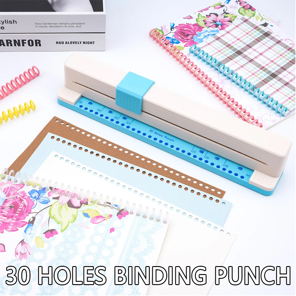 30 Holes Binding Punch Portable Hand Pushed Multi-Hole Puncher Manual DIY A4 Loose Leaf Paper Punch Machine Letong Office Suppli