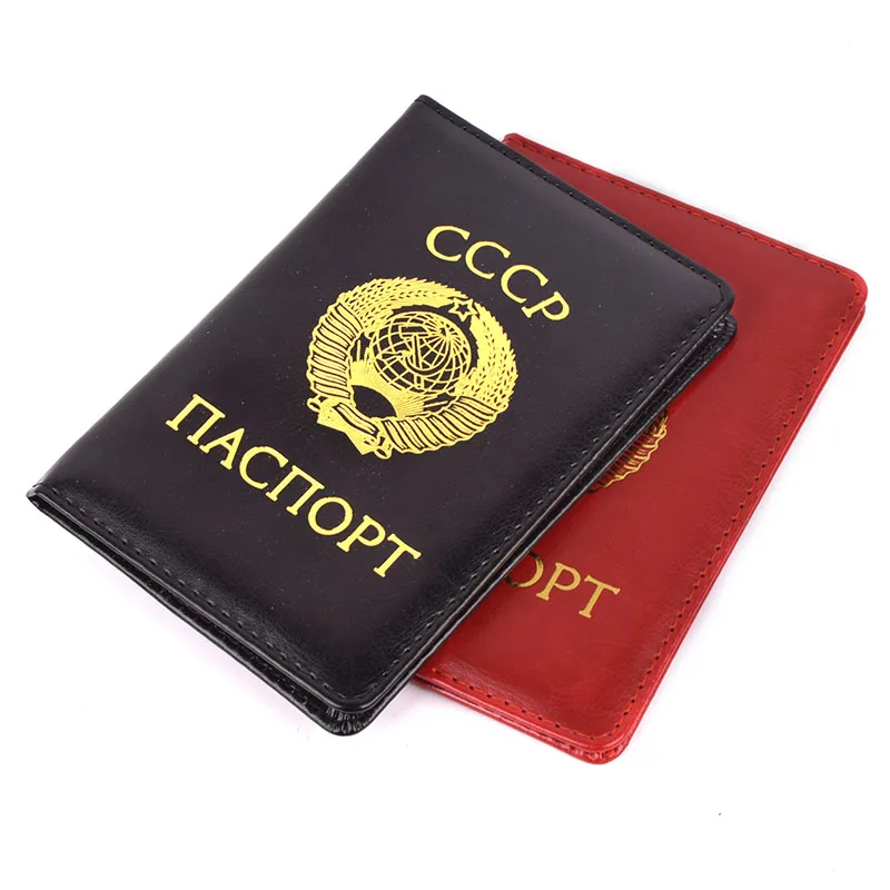 CCCP Passport Cover USSR Pu Leather Russia Travel Wallet Card Holder Organizer Case For Passports Soviet Union Men Women