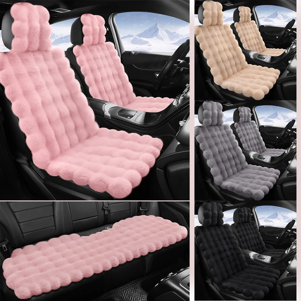 

Premium 3D Plush Car Seat Covers with Non Slip Grip Ultra Soft Warmth for Winter 4 Stylish Colors Value Pack Auto Accessories