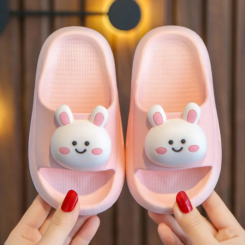 2025  Ultra Soft Children's Bath Slippers Girls Cartoon Rabbit Princess Baby Bear Dinosaur Indoor Bathroom Shower Slippers