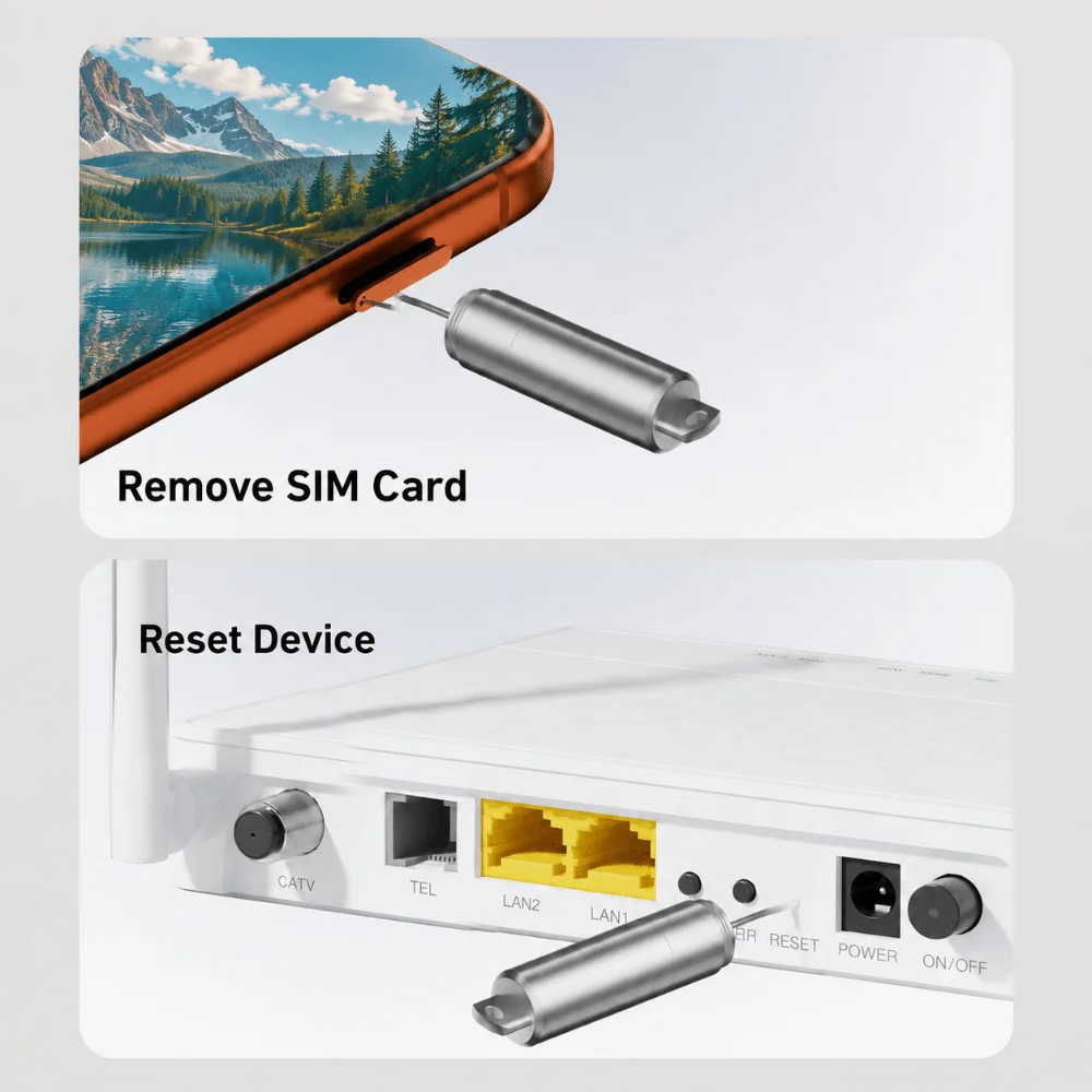 Compact 2 in 1 SIM Card Remover Reset Access Tape Cutting Package Opener Blunt Tip Detachable SIM Eject Pin Parcel Opening