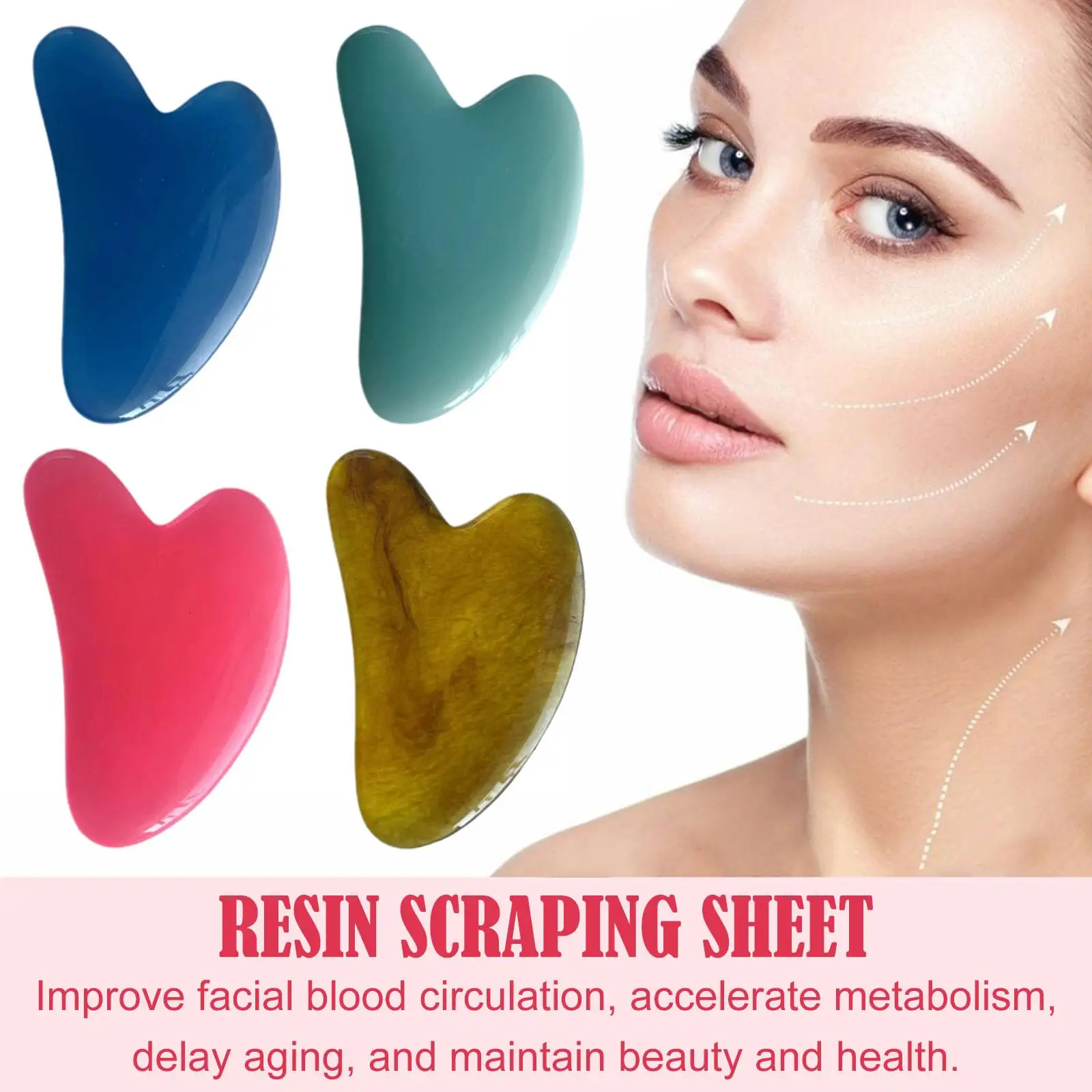 1pcs Resin Board Beeswax Heart-shape Scraping Face Massager Scraping Tools Beauty Salon Face Skin Sheet Care T4t0