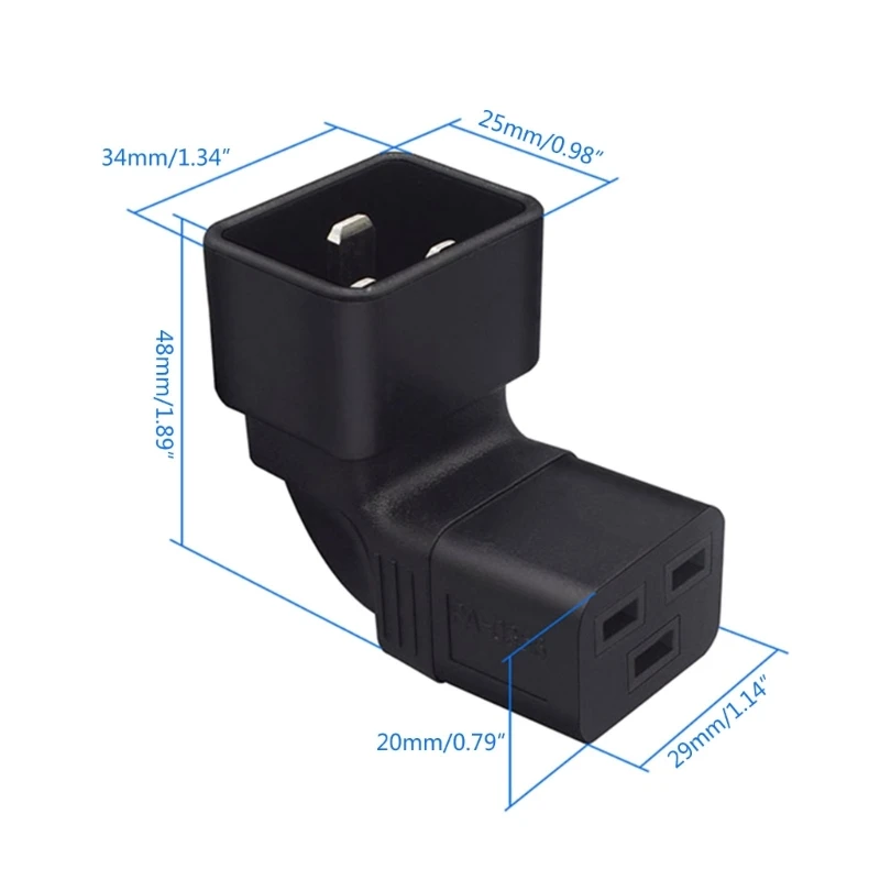 3-Prong C20 to C19 Connector Adapter Male Plug to Female Socket Converter Power Supply Adapter Black 90 Degree Angle Dropship - Image 6