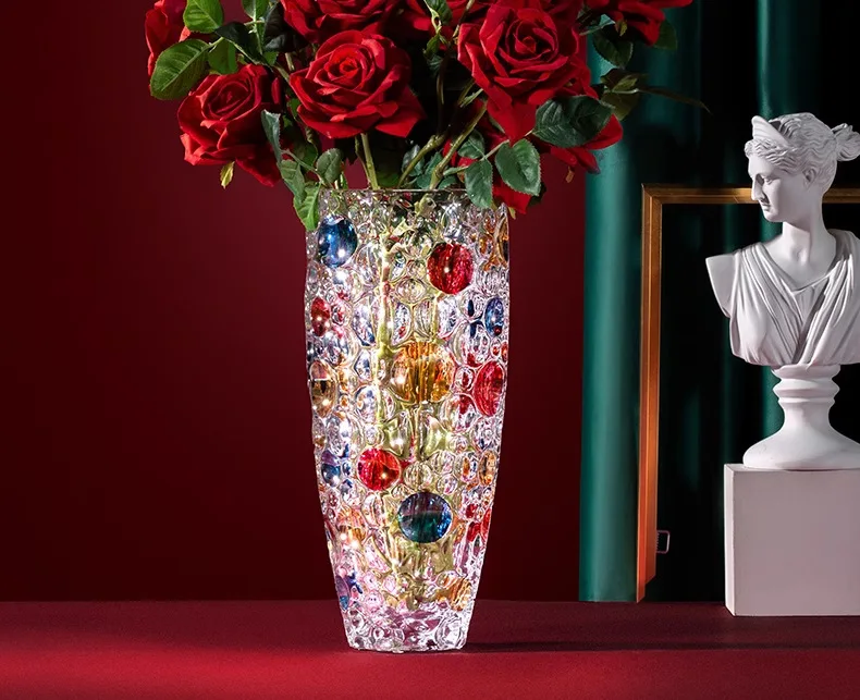 DSA crystal glass vase new home housewarming gift high-end gift living room flower arrangement decoration high-end ornament