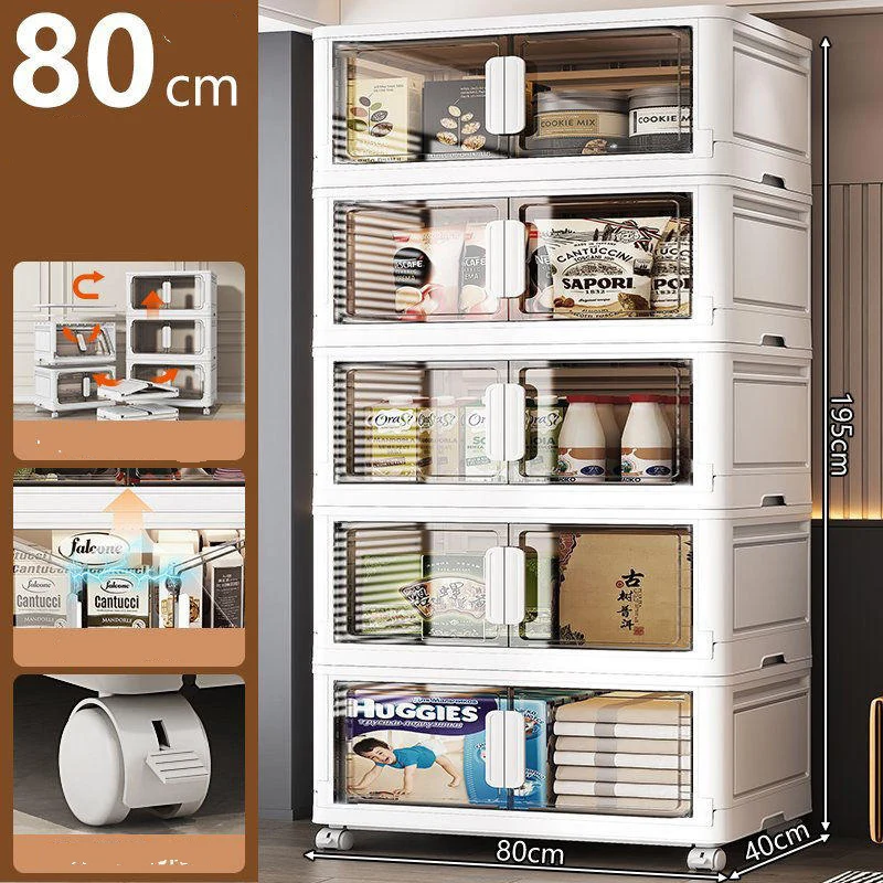 Large Capacity Folding Organizer Bins Stackable Storage Box Transparent Wardrobe Classification Cabinet Closet Organizing Shelf