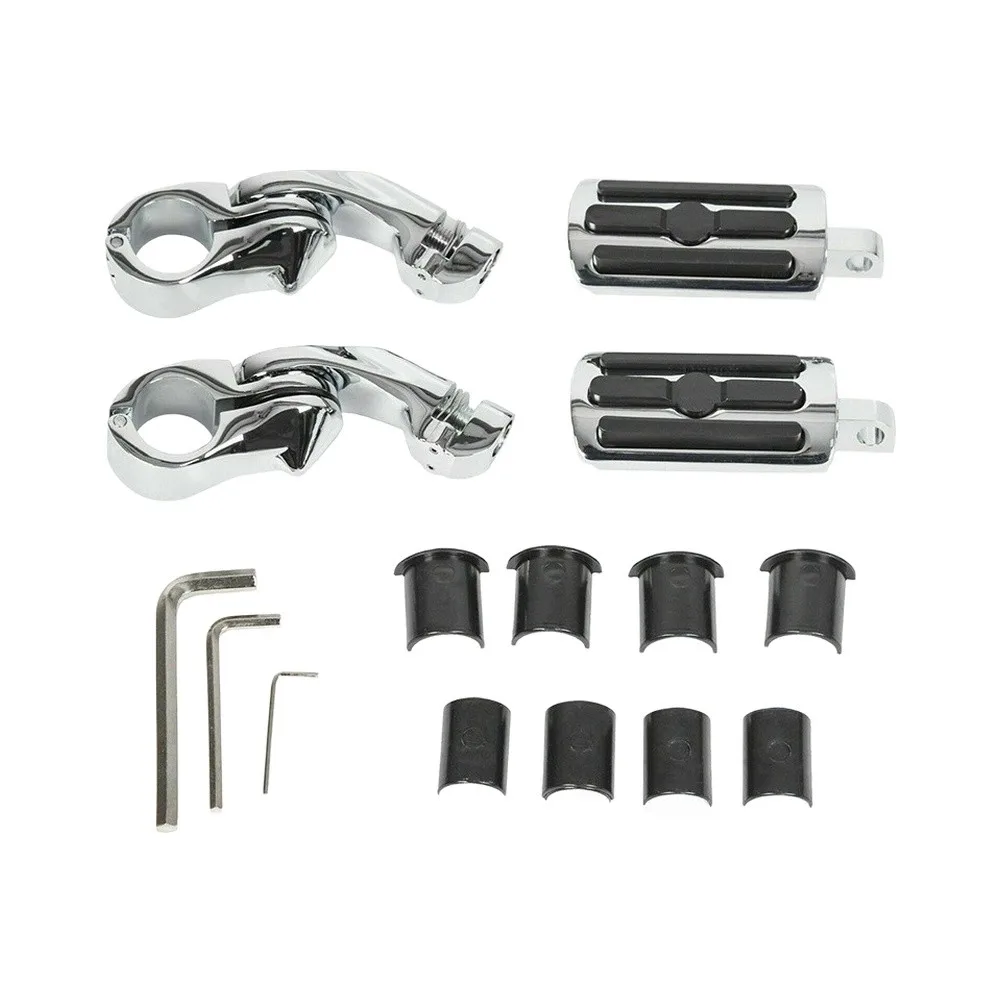 Adjustable Motorcycle Foot Pegs Motorcycle Foot Pegs 360 Adjustable Pegs Black Silver Highway Foot Pegs Rust Resistant Material