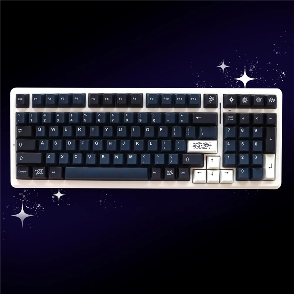 

Cherry Profile GMK Galaxy Колпачки для клавиш Dye Sub PBT Эргономичный дизайн 129 клавиш для механической клавиатуры 61/64/104/108 Mx Switch