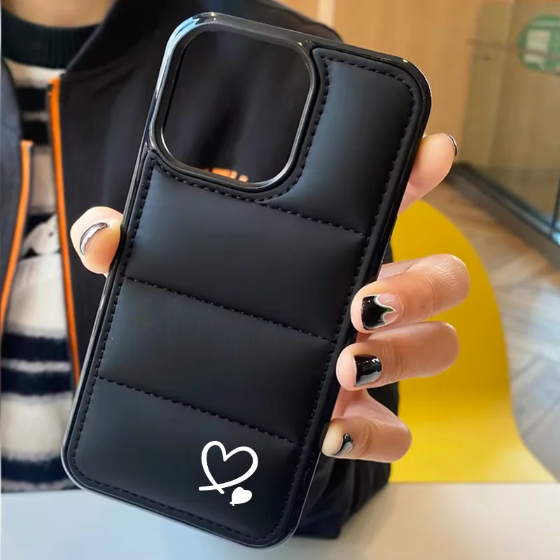 Heart Simple Puffer Phone Case Soft 3D Shockproof Phone Cover For IPhone 15 14 13 12 11 Pro Max Plus XR Gifts For Friends