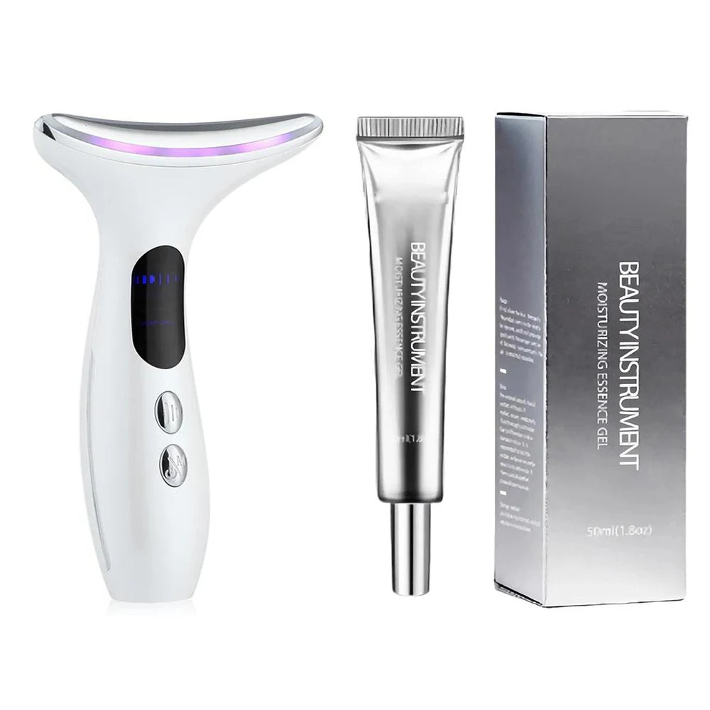 جهاز تجميل الرقبة مع جل متعدد الألوان لتدليك شد المحمولة المريحة للوجه والرقبة مدلك تجميل الرقبة مدلك الوجه