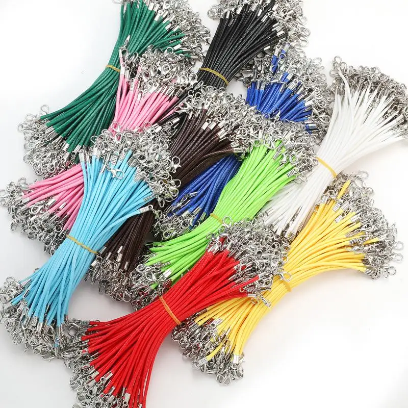 10 Stück 2mm Wachsseil-Ketten 16cm Lanyard Lariat-Riemen Doppelkarabiner-Seil passend für Modellpuppen-Anhänger – Detail 4