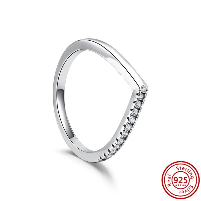 Women's 925 Silver Sparkling Zircon Stackable Ring