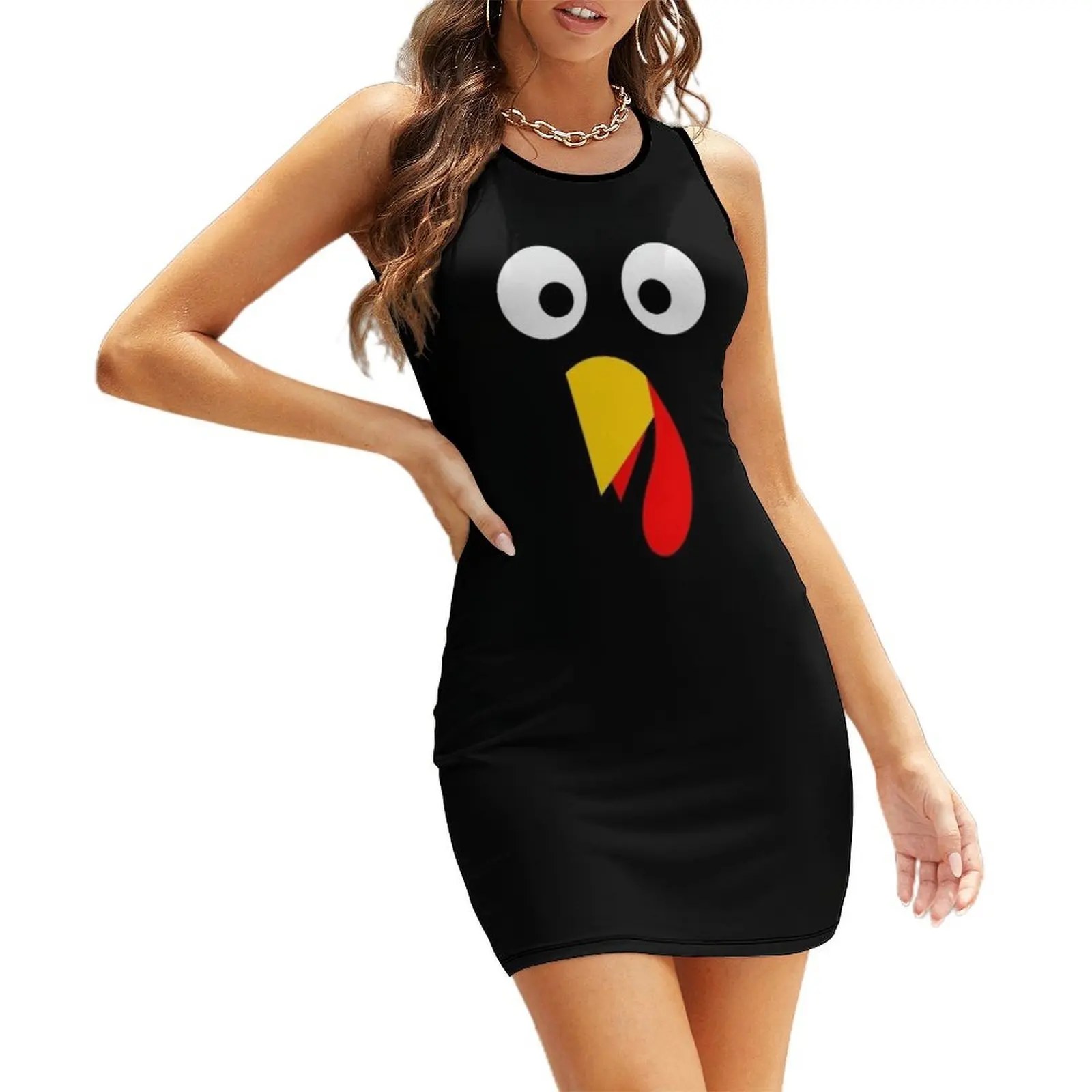 

Thanksgiving Thanksgiving turkey face costume Sleeveless Sundress summer dress woman 2025 trendy dresses summer