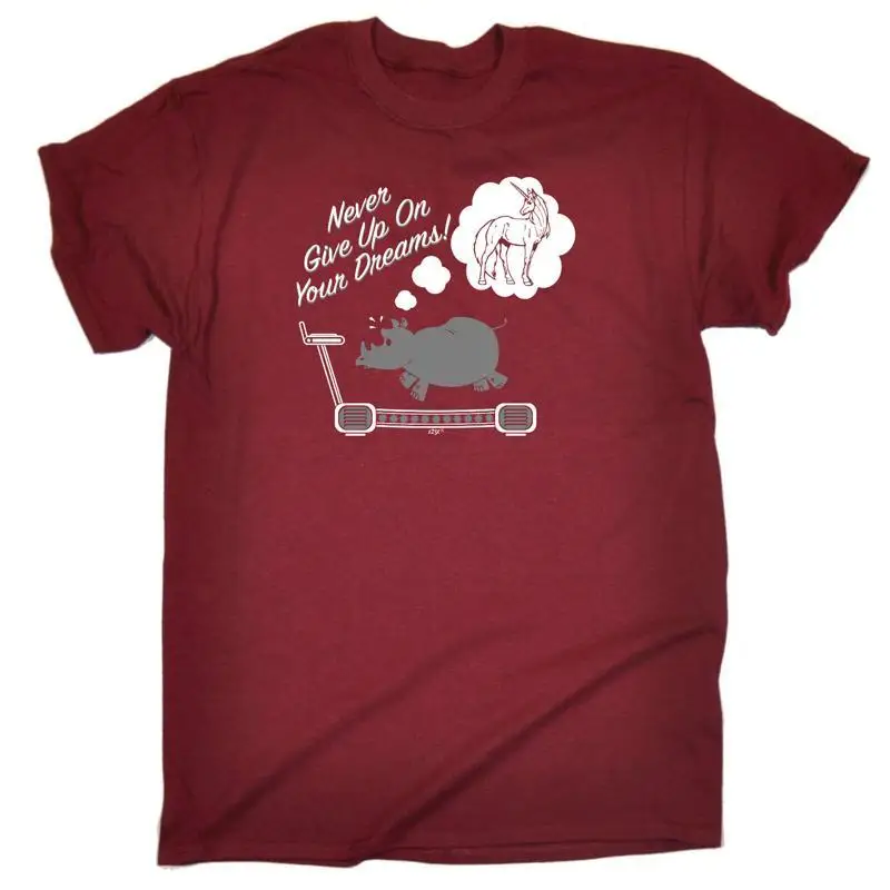 Never Give Up On Your Dreams Rhino Mens Funny Novelty T Shirt
