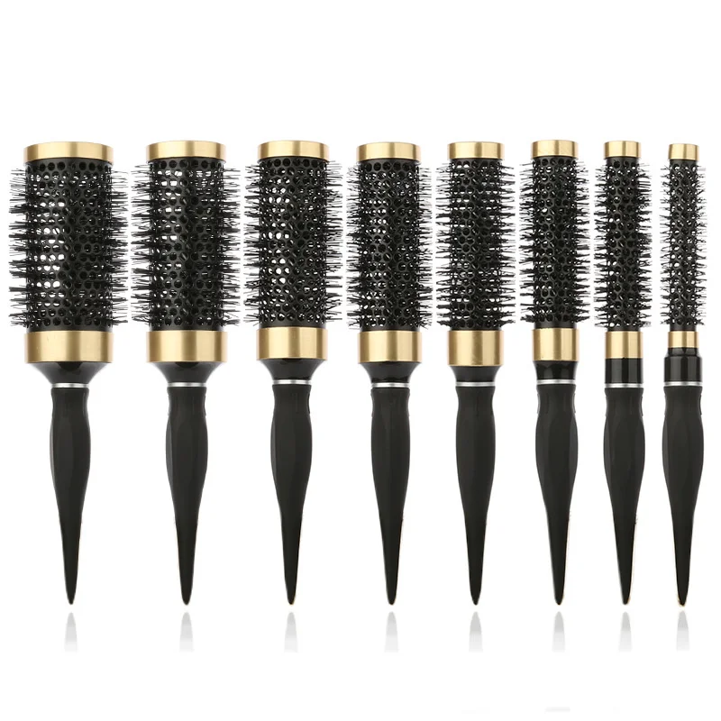 New 1/8PCS Black Round Hair Comb Hair Brush Nano Hairbrush Thermal Barrel Comb Hairdressing Hair Salon Styling Drying Curling